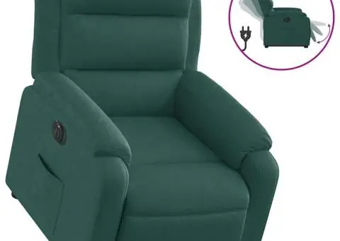 Fotoliu electric rabatabil cu ridicare, verde închis, textil - 2/5