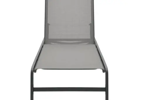 Șezlonguri cu masă, 2 buc., textilenă și oțel - 4/5