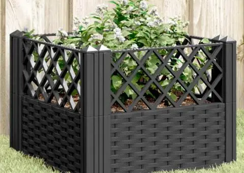 Jardinieră de grădină cu spalier, negru, 43,5x43,5x43,5 cm, PP - 1/5