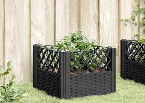 Jardinieră de grădină cu spalier, negru, 43,5x43,5x43,5 cm, PP - 3/5