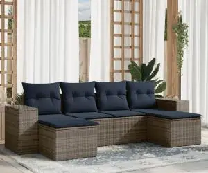 vidaXL Set canapele de grădină cu perne, 6 piese, gri, poliratan
