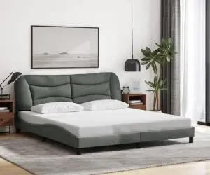 vidaXL Cadru de pat fără saltea, gri închis, 180x200 cm, textil