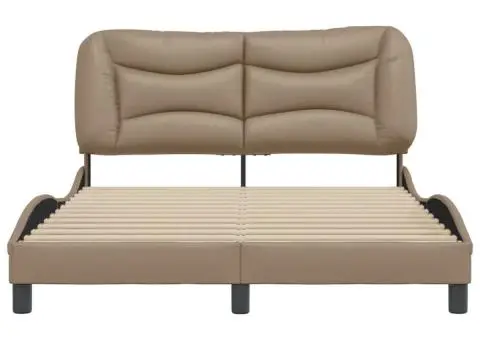 Cadru de pat cu tăblie, cappuccino, 120x200 cm, piele ecologică - 4/5