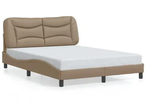 Cadru de pat cu tăblie, cappuccino, 140x190 cm, piele ecologică - 2/5