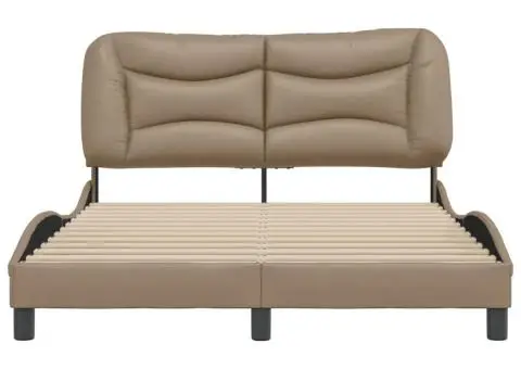 Cadru de pat cu tăblie, cappuccino, 140x190 cm, piele ecologică - 4/5