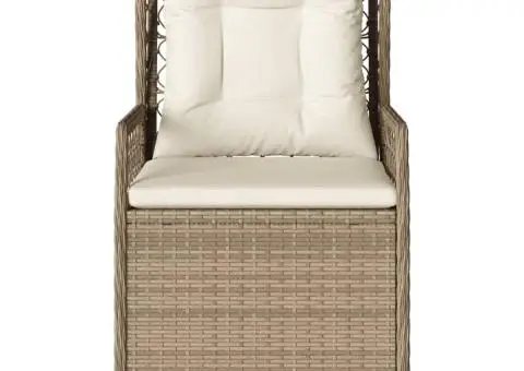 Scaune de grădină rabatabile, 2 buc., bej, poliratan - 5/5