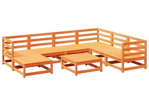 Canapea de grădină cu 8 locuri, maro ceruit, lemn masiv de pin - 2/5