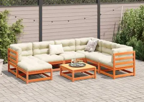 Canapea de grădină cu 8 locuri, maro ceruit, lemn masiv de pin - 3/5