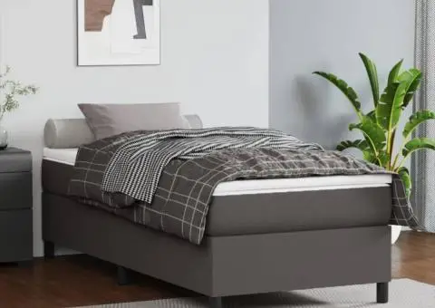 Cadru de pat, gri, 90x190 cm, piele ecologică - 1/5