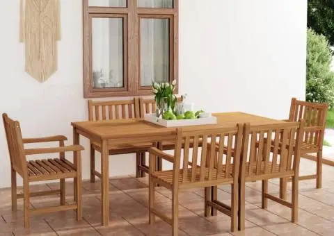 Set de mobilier de grădină cu 7 piese, 180x90 cm, lemn masiv de tec - 1/5