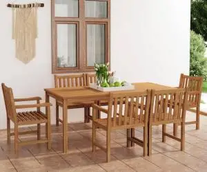 vidaXL Set de mobilier de grădină cu 7 piese, 180x90 cm, lemn masiv de tec