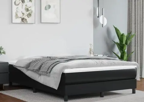 Cadru de pat, negru, 140x200 cm, piele ecologică - 1/5