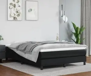 vidaXL Cadru de pat, negru, 140x200 cm, piele ecologică