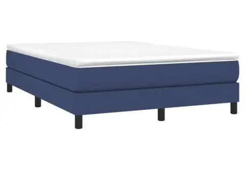 Cadru de pat fără saltea, albastru, 140x200 cm, textil - 3/5