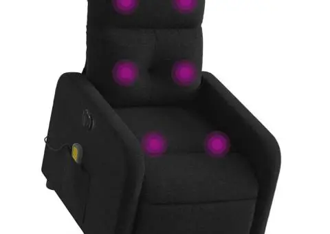 Fotoliu electric de masaj rabatabil cu ridicare, negru, textil - 3/5