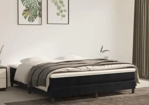 Cadru de pat fără saltea, negru, 160x200 cm, catifea - 1/5