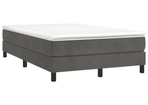 Cadru de pat fără saltea, gri închis, 120x200 cm, catifea - 3/5
