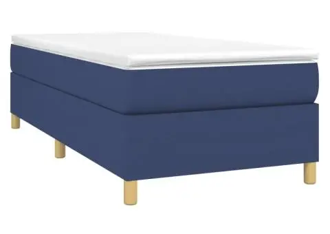 Cadru de pat fără saltea țesătură albastră 100x200 cm - 3/5