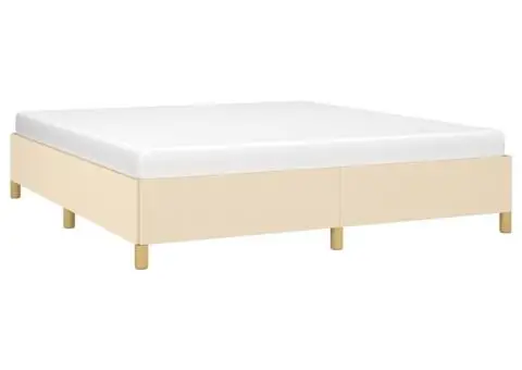 Cadru de pat fără saltea, crem, 160x200 cm, textil - 3/5