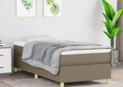 Cadru de pat fără saltea, gri taupe, 100x200 cm, textil - 1/5