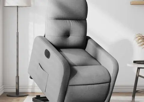 Fotoliu electric rabatabil cu ridicare, gri deschis, textil - 1/5