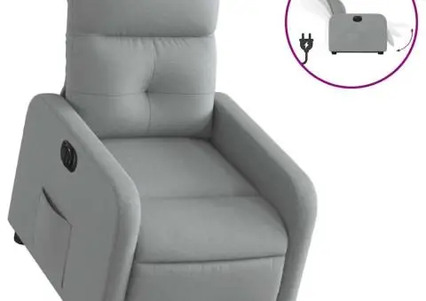 Fotoliu electric rabatabil cu ridicare, gri deschis, textil - 2/5