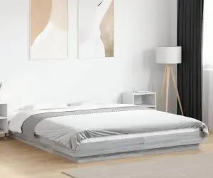 vidaXL Cadru de pat, gri sonoma, 160x200 cm, lemn prelucrat