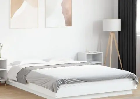 Cadru de pat, alb, 120x190 cm, lemn prelucrat - 1/5