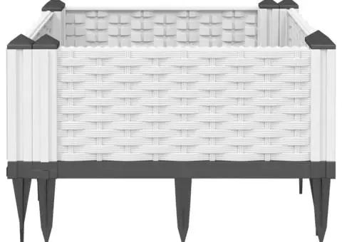 Jardinieră de grădină cu țăruși, alb, 42,5x42,5x28,5 cm, PP - 4/5