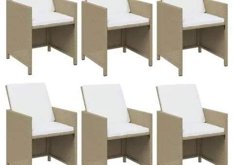 Set mobilier pentru grădină cu perne, 7 piese, bej, poliratan - 4/5