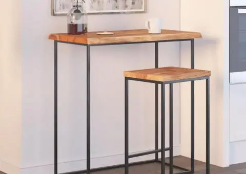 Blat masă 80x60x2,5cm dreptunghiular lemn acacia contur natural - 1/5