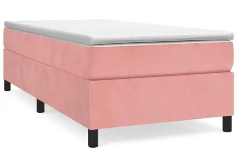 Cadru de pat, roz, 100x200 cm, catifea - 2/5