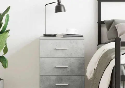 Noptieră, gri beton, 38x35x56 cm, lemn prelucrat - 3/5