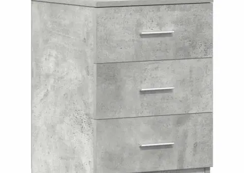 Noptieră, gri beton, 38x35x56 cm, lemn prelucrat - 4/5