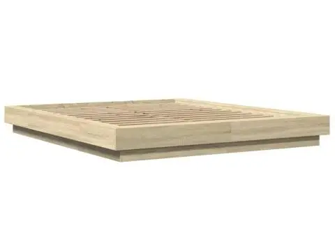 Cadru de pat cu LED stejar sonoma 150x200 cm lemn prelucrat - 3/5