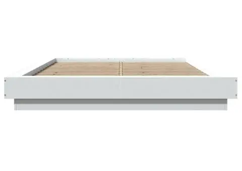 Cadru de pat cu lumini LED, alb, 140x200 cm, lemn prelucrat - 5/5