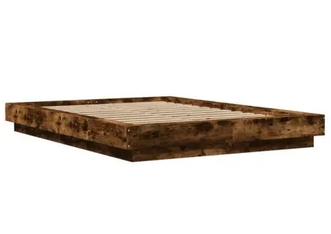 Cadru pat cu lumini LED stejar fumuriu 120x200cm lemn prelucrat - 3/5