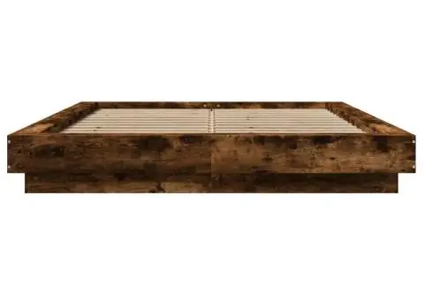 Cadru pat cu lumini LED stejar fumuriu 120x200cm lemn prelucrat - 5/5