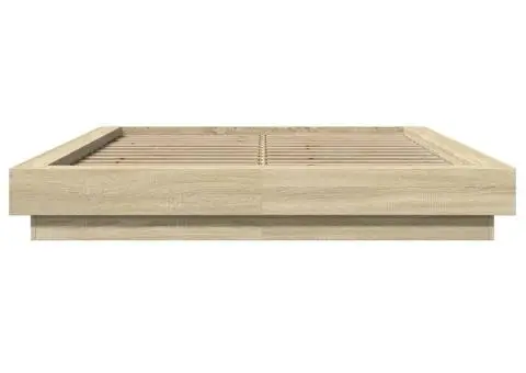 Cadru de pat cu LED stejar sonoma 140x190 cm lemn prelucrat - 5/5