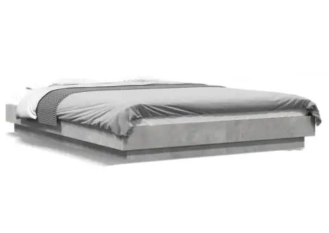 Cadru de pat, gri beton, 135x190 cm, lemn prelucrat - 2/5