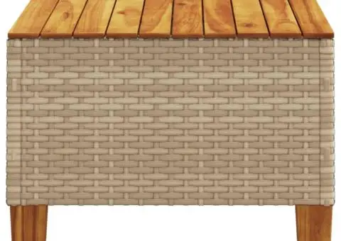 Masă de grădină, bej, 55x55x36 cm, poliratan și lemn acacia - 5/5