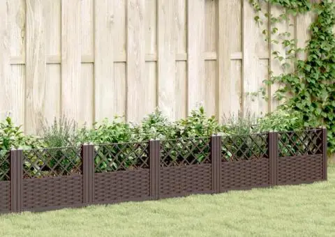 Jardinieră de grădină cu țăruși, maro, 363,5x43,5x43,5 cm, PP - 1/5