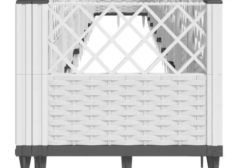 Jardinieră de grădină cu țăruși, alb, 363,5x43,5x43,5 cm, PP - 4/5