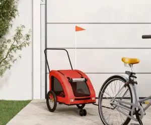 vidaXL Remorcă de bicicletă animale portocaliu/gri, textil oxford/fier