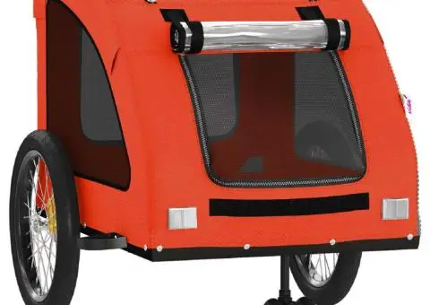 Remorcă de bicicletă animale portocaliu/gri, textil oxford/fier - 5/5