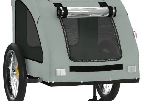 Remorcă de bicicletă animale companie, gri, textil oxford/fier - 5/5