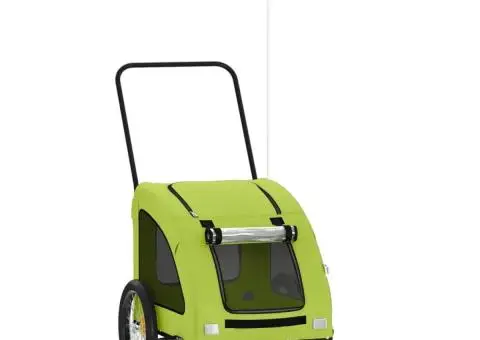 Remorcă de bicicletă animale companie, verde textil oxford/fier - 2/5