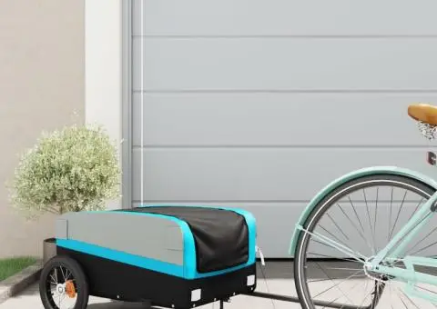 Remorcă pentru biciclete, negru și albastru, 30 kg, fier - 1/5