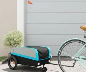 vidaXL Remorcă pentru biciclete, negru și albastru, 30 kg, fier