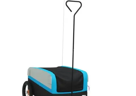 Remorcă pentru biciclete, negru și albastru, 30 kg, fier - 2/5